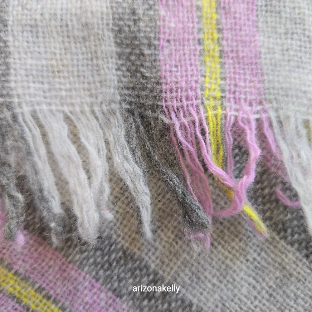 J. Crew Lightweight Wool Grey & Lavender Scarf *TINY TREATED HOLE* - Picture 5 of 14